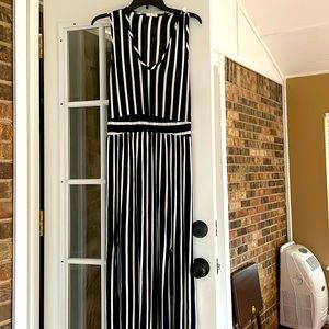 Ladies Navy Striped Dress